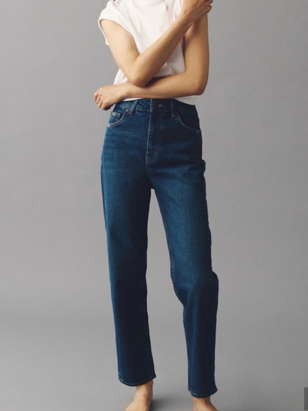 NWOT H&M Classic High-Rise Dark Blue Straight Leg Jeans